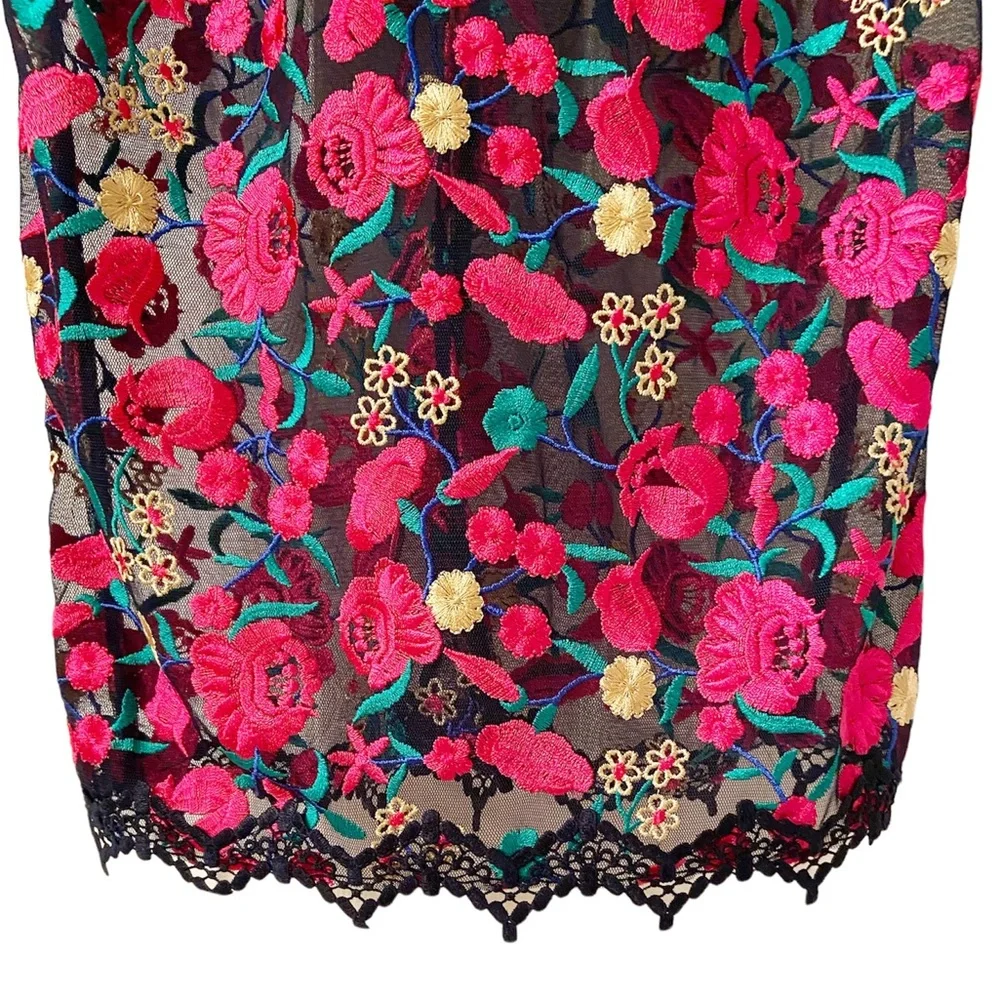 Dress the Population Sophia Embroidered Floral L Sleeve Bodycon Midi Dress XS - Picture 5 of 7